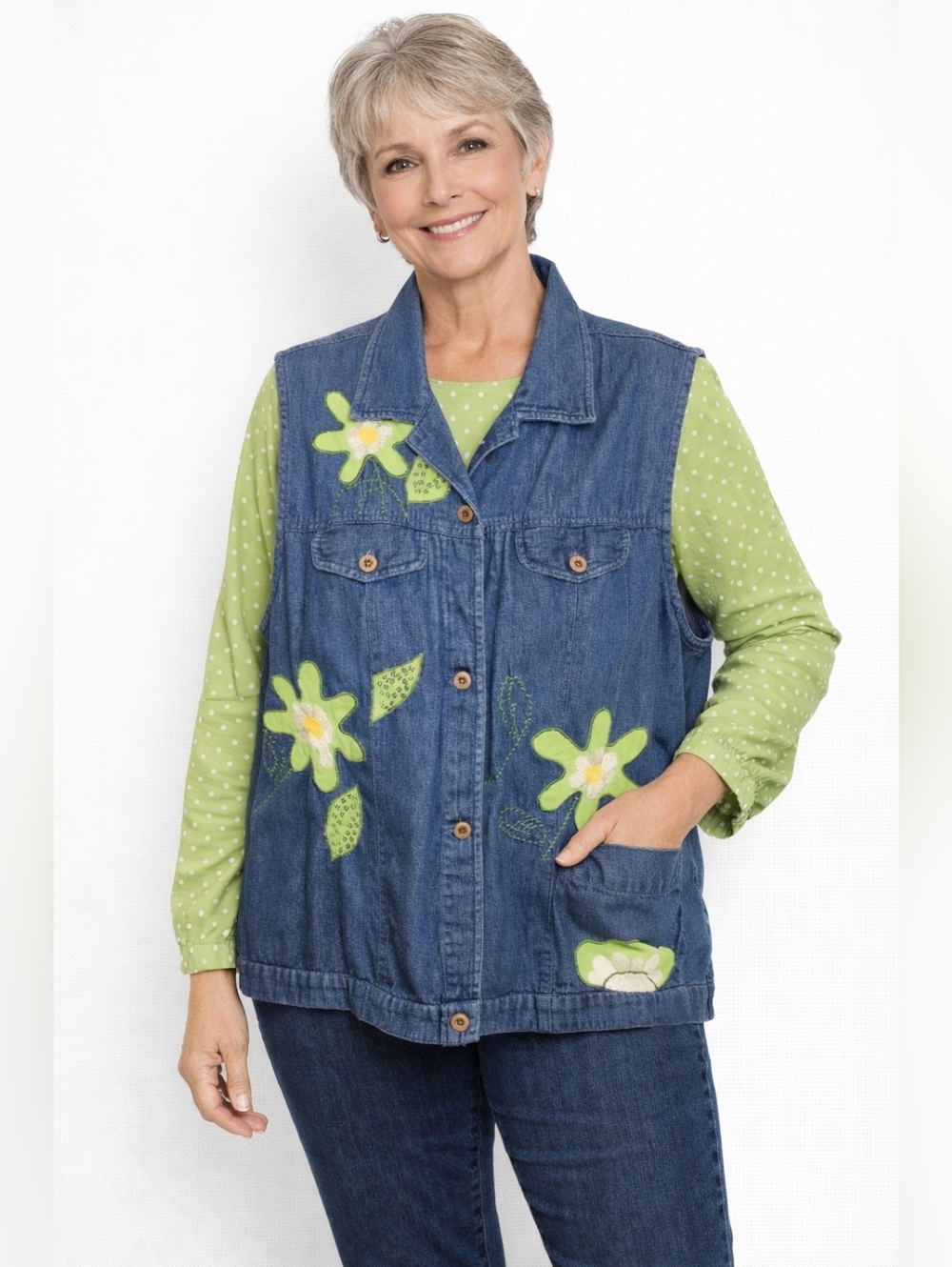 Women's Vintage Y2K Country Wear Casuals Demium Vest With Embroidery Accents.